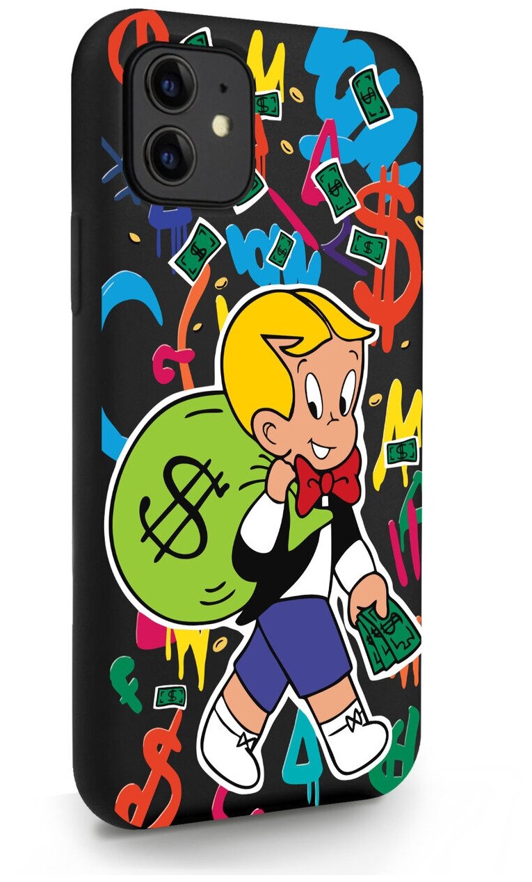 Черный силиконовый чехол MustHaveCase для iPhone 11 Monopoly Richie Rich/ Монополи Богатенький Риччи для Айфон 11 Противоударный