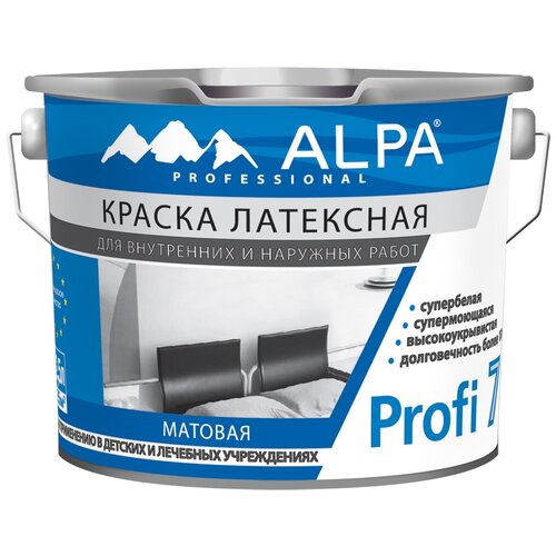Краска латексная Alpa Profi 7 моющаяся матовая белый 2.5 л