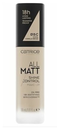 Катрис / Catrice Тональная основа для лица All Matt Shine Control тон 015C Cool Vanilla Beige 30 мл