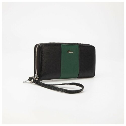 фото Кошелёк на молнии, с ручкой, цвет чёрный ---