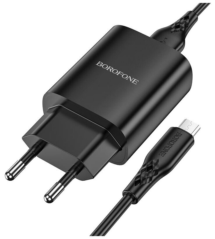 Сетевое зарядное устройство BOROFONE BN1 Innovative 1xUSB с Кабелем USB - Micro, 2.1A, черный