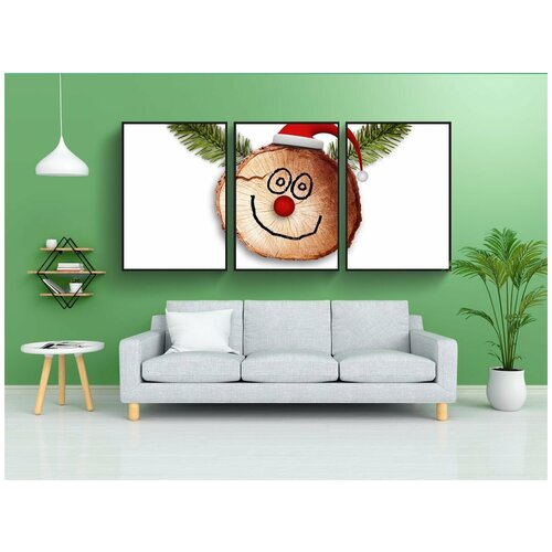 фото Набор модулных постеров для интерьера "лицо, смех, древесина" 60x90 см. в тубусе, без рамки lotsprints