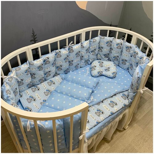 Комплект бортиков в детскую кроватку с одеялом Mamdis для новорожденных и малышей
