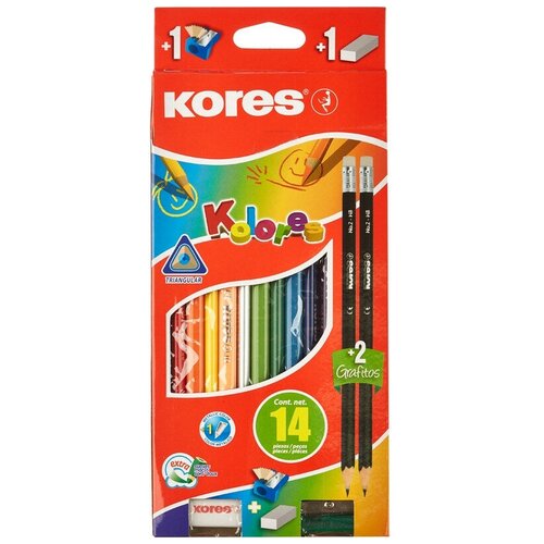 Купить Карандаши цветные 12цв 3-гран Kores промо набор 93314.01, Цветные карандаши