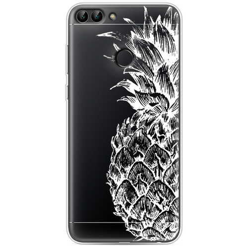 фото Силиконовый чехол ананас графика белая на huawei p smart case place