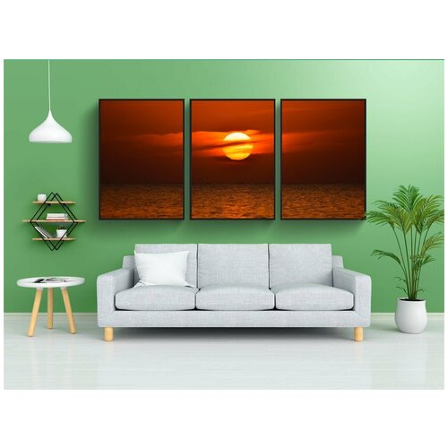 фото Набор модулных постеров для интерьера "заход солнца, солнце, облака" 60x90 см. в тубусе, без рамки lotsprints