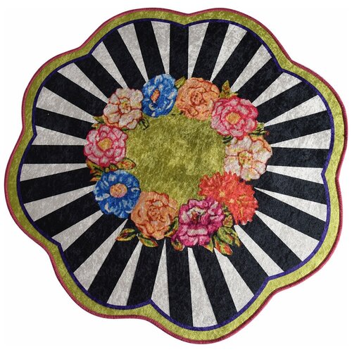 Chilai Home Коврик в ванную нестандартный с противоскользящей основой Ø100 см, 8682125927978, зеленый/синий/красный/чёрный/серый