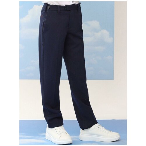 Школьные брюки Noble People, нарядный стиль, карманы, размер 140, синий