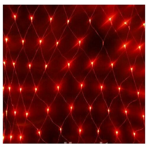 фото Электрогирлянда сетка 300 красных led огней 2х1,5 м, коннектор, прозрачный провод, уличная, snowhouse