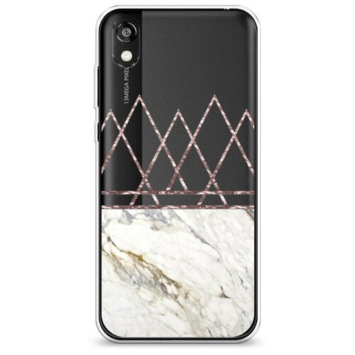 фото Силиконовый чехол "белый мрамор и треугольники" на honor 8s prime / хонор 8s прайм case place