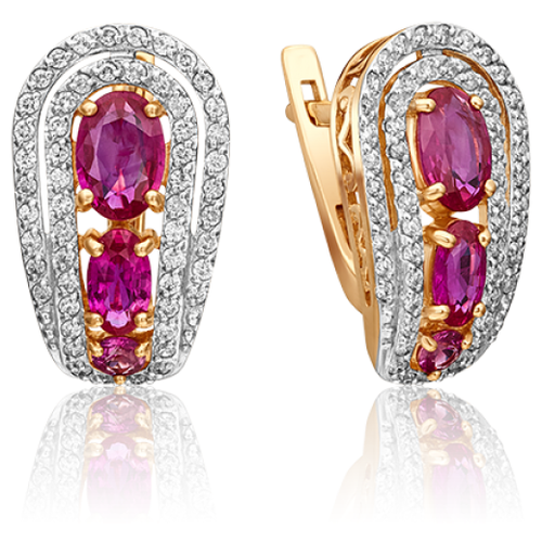 PLATINA jewelry Серьги из красного золота с рубином и бриллиантом 02-0739-00-107-1110-30