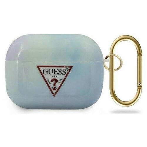 фото Чехол с карабином cg mobile guess tpu case tie & dye with ring для airpods pro, цвет голубой (guacaptpumcgc02)
