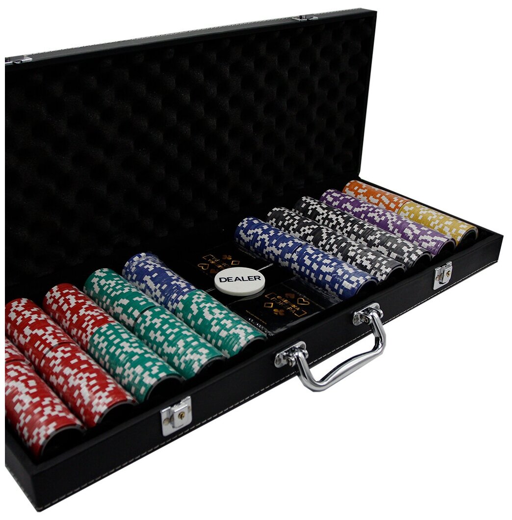 Премиум-набор из 500 фишек для покера с номиналом в кожаном кейсе Фабрика игр - фото №5