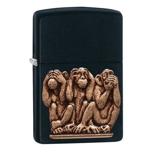 Zippo Classic с покрытием Black Matte, латунь/сталь, чёрная, матовая, 36x12x56 мм