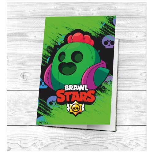 бравл старс во главе спайком набор из 8 больших легендарных героев brawl stars Обложка для паспорта GOODbrelok, зеленый, мультиколор