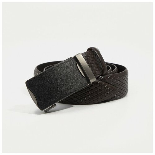 фото Ремень, ширина 3,5 см, автомат, пряжка тёмный металл, цвет коричневый noname