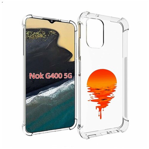Чехол MyPads оранжевый закат на воде для Nokia G400 5G задняя-панель-накладка-бампер