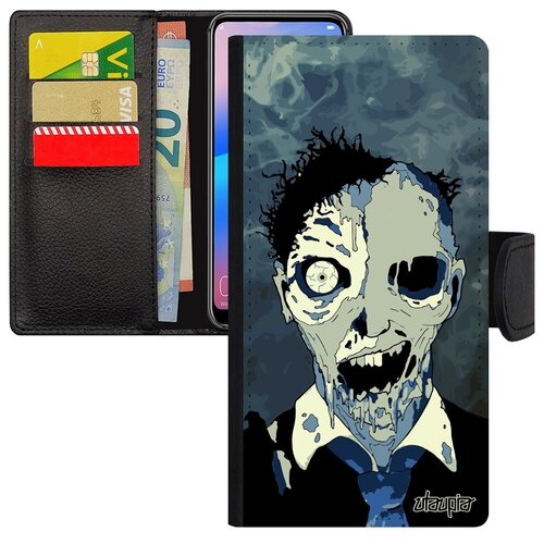 фото Противоударный чехол книжка для телефона // galaxy s7 edge // "зомби" монстр дизайн, utaupia, голубой