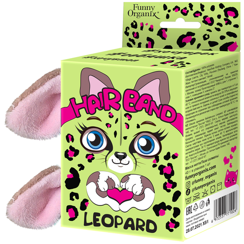 Купить Повязка Funny Organix для волос Leopard 40 г, коричневый/розовый, текстиль