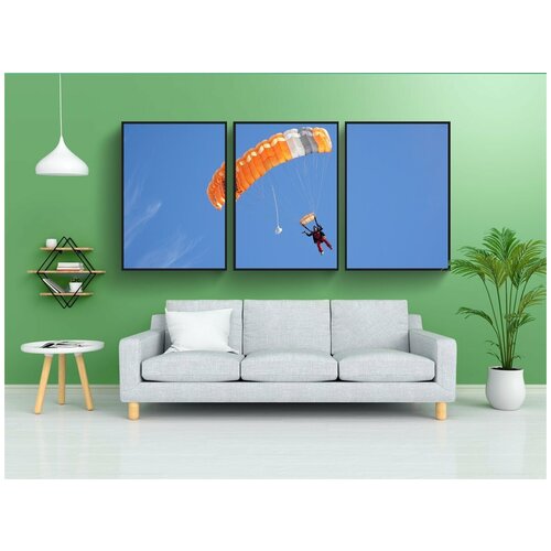 фото Набор модулных постеров для интерьера "прыжки с парашютом, тандемный прыжок, два человека" 60x90 см. в тубусе, без рамки lotsprints