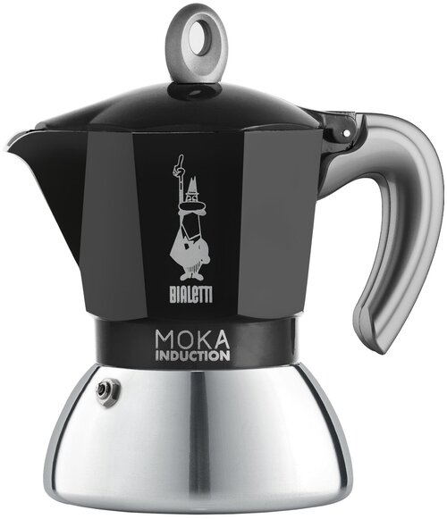 Гейзерная кофеварка Bialetti New Moka Induction, 90 мл, 100 мл, черный