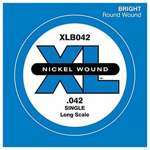 фото Xlb042 nickel wound отдельная струна для бас-гитары, никелированная, .042, d'addario