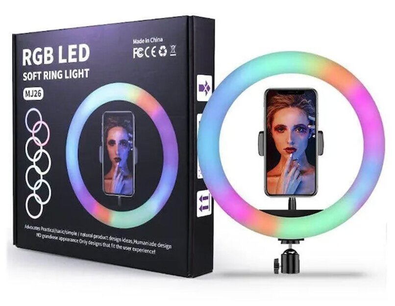 Светодиодная кольцевая лампа цветная 26 см (Без штатива) RGB LED MJ-26 Soft Ring Light (мультиколор)