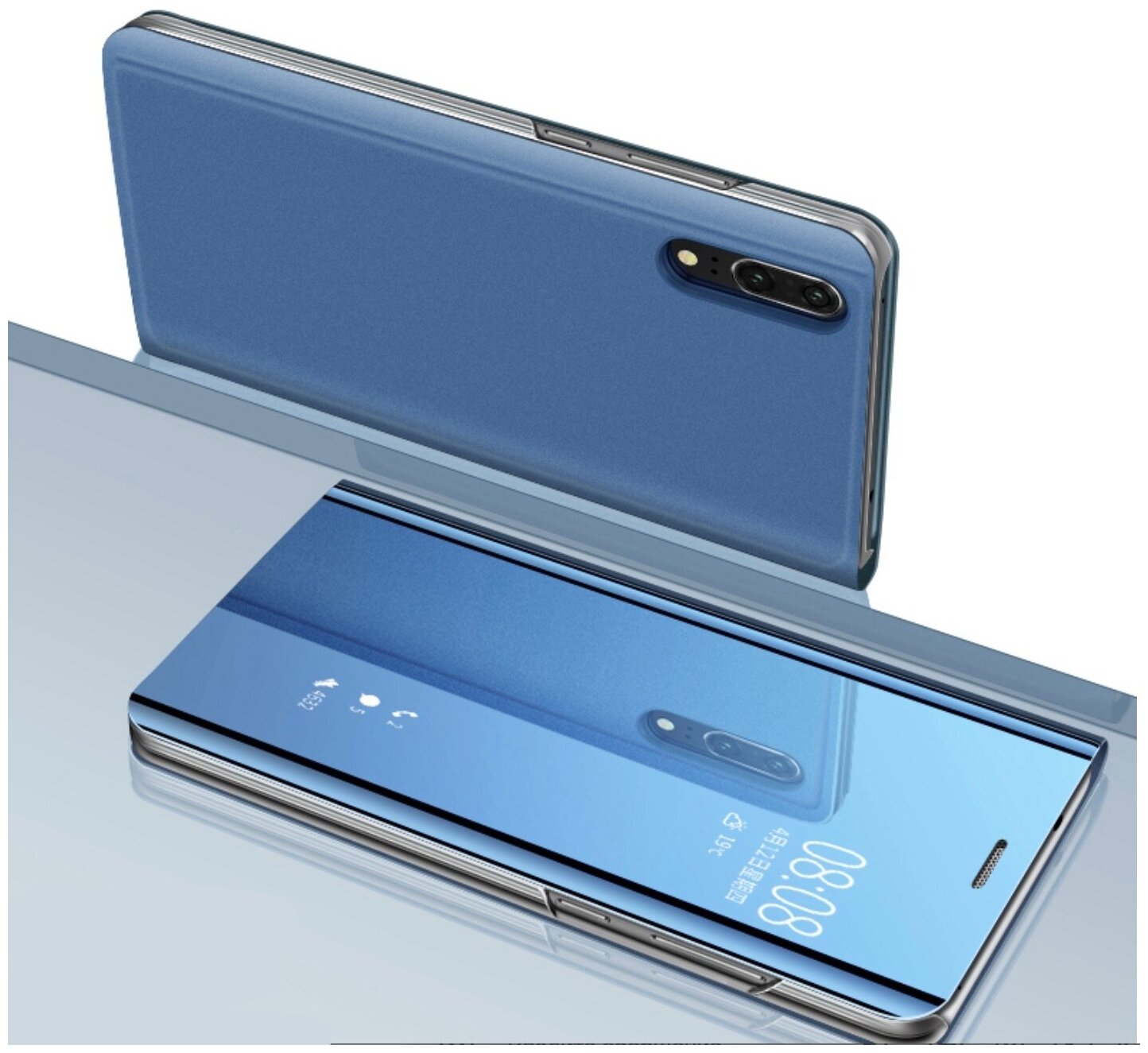 Чехол-книжка MyPads для Huawei Mate 20 Lite (SNE-LX1) с дизайном Clear View Cover с полупрозрачной пластиковой крышкой с зеркальной поверхностью .