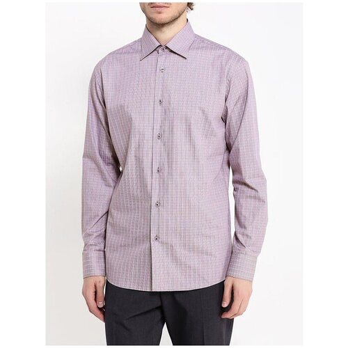 фото Рубашка мужская длинный рукав greg 375/311/580/z/1, полуприталенный силуэт / regular fit, цвет серый, рост 174-184, размер ворота 39