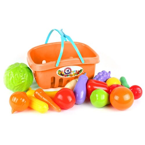фото Набор игровой technok toys овощи и фрукты в корзинке 17 предметов, оранжевый технок