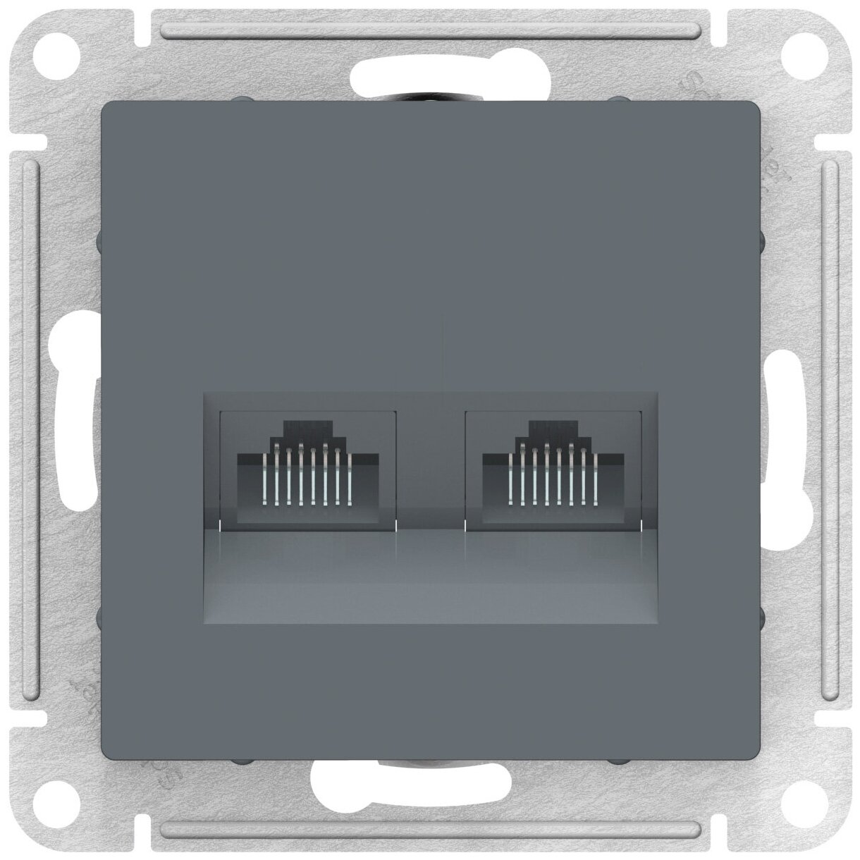 Розетка компьютерная двойная Schneider Electric Atlas Design UTP RJ45 Cat.5, грифель - фотография № 2