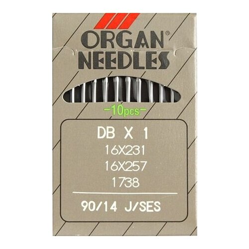 фото Набор игл для прямострочных промышленных швейных машин organ needles "ses", №90, 10 штук, арт. dbx1