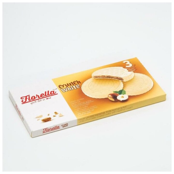 Вафли Fiorella в белом шоколаде с ореховой начинкой 60 гр - фотография № 4