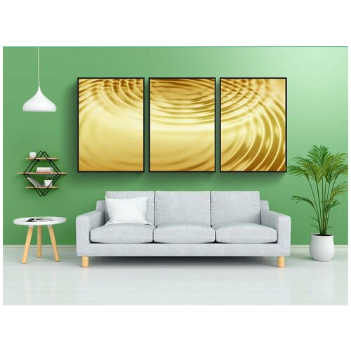 фото Набор модулных постеров для интерьера "волны, золото, концентрические" 60x90 см. в тубусе, без рамки lotsprints