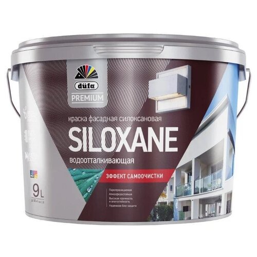 Краска силоксановая Dufa Premium Siloxane глубокоматовая бесцветный 9 л краска фасадная акрил силоксановая dufa premium siloxane база 1 0 9 л