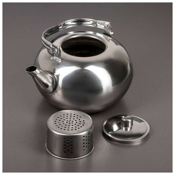 Чайник из нержавеющей стали «Арес», 1,2 л, металлическое сито, цвет хромированный