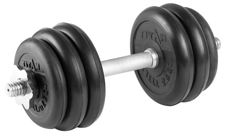 Гантель разборная 15 кг TITAN Barbell - d26, Комплектация №2 с железной ручкой