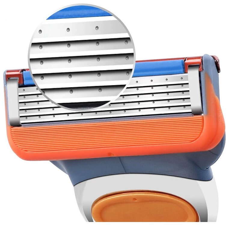 Сменные кассеты лезвия для бритв совместимые с Gillette Fusion 8 штук (оранжевые)