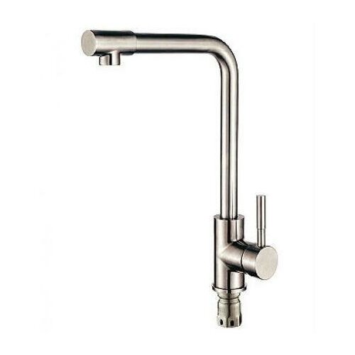 Смеситель для кухни Lemen высокий излив на гайке нержавеющая сталь