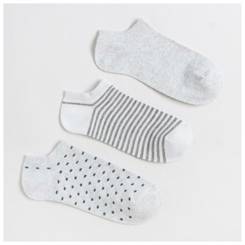 фото Набор носков женских (3 пары) minaku цвет белый/серый меланж, р-р 38-39 (25 см) 7043637