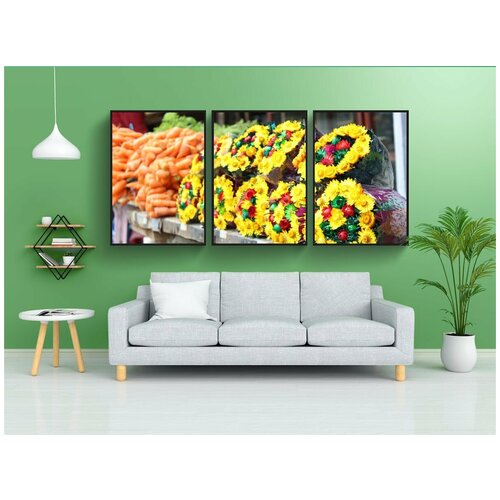 фото Набор модулных постеров для интерьера "цветок, желтый, хранить" 60x90 см. в тубусе, без рамки lotsprints