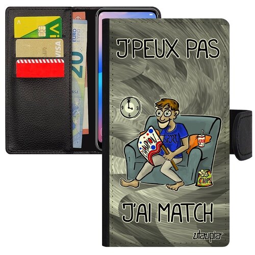 фото Противоударный чехол-книжка на мобильный // samsung galaxy s7 // "не могу - у меня матч!" чемпионат надпись, utaupia, серый