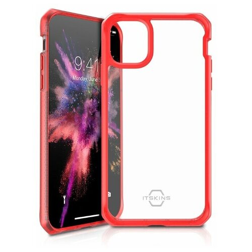 фото Антибакт. чехол-накладка itskins hybrid frost (mkii) для apple iphone 11 pro 5,8" прозрачный/красный