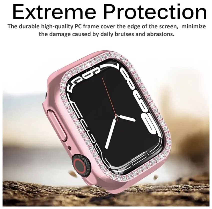 Защитный противоударный чехол со стразами для корпуса Apple Watch Series 7/8 - 41