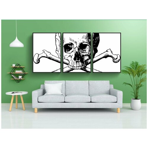 фото Набор модулных постеров для интерьера "скрещенные кости, череп, опасность" 60x90 см. в тубусе, без рамки lotsprints