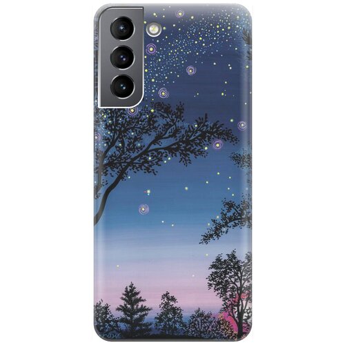Ультратонкий силиконовый чехол-накладка для Samsung Galaxy S21 с принтом Деревья и звезды ультратонкий силиконовый чехол накладка для samsung galaxy s20 ultra с принтом деревья и звезды
