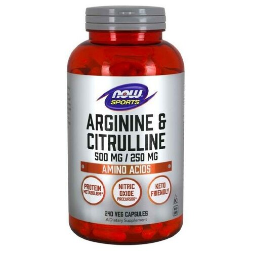 NOW Arginine 500 & Citrulline 250 (240 капсул) now l arginine 500 mg 250 капс