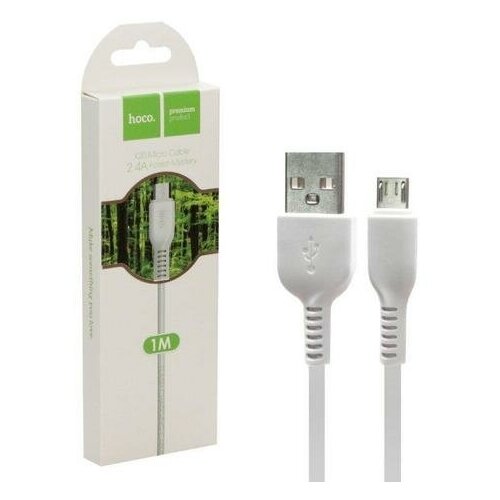 Кабель USB Micro USB X20 1M 2.4A HOCO белый кабель hoco x20 usb to apple lightning 1m white