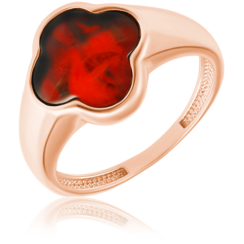 Кольцо Darvin, серебро, 925 проба, золочение, янтарь, размер 17.5, красный кольцо из серебра rs0301 001 wg размер 17 мм