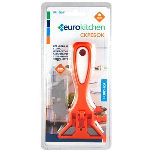 RS-19RW Скребок Eurokitchen для чистки стеклокерамики, красный/белый